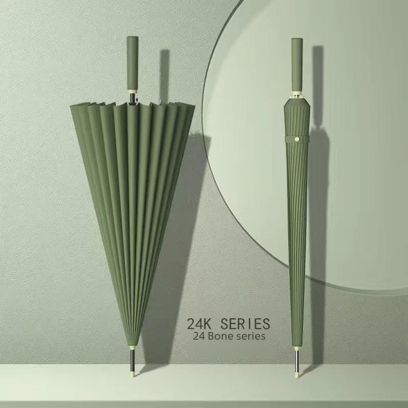 24-Bone Long Handle Umbrella: Large, Double-Reinforced Automatic Business Umbrella