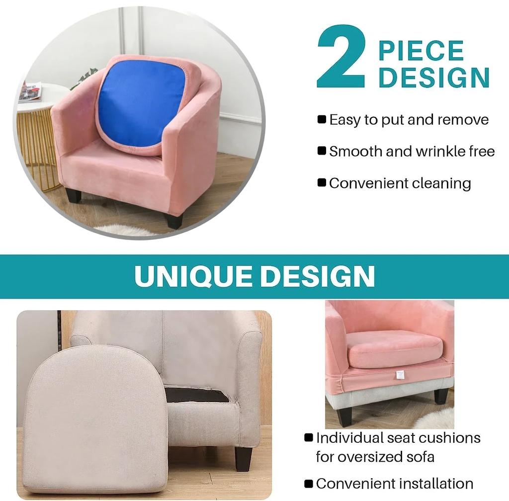 Плюшевые Велюровые Чехлы на Кресло-Тюб Чехол на Клубное Кресло Чехол на Подушку 2-Piece Эластичный Мягкий Моющийся Защитный Чехол для Кресла Дивана Мебели