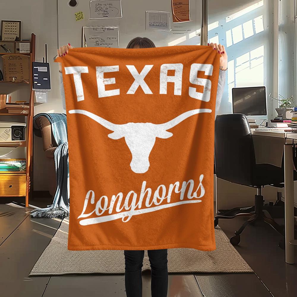 Texas Longhorns Print Flannel Blanket High Quality Warm Comfortable Cover for All Seasons Perfect for Gifts Home Decor