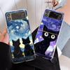 Художественные прозрачные чехлы для телефона с черным котом и звездами для Samsung Galaxy Z Flip 5 ZFlip 6 Прозрачная крышка для Samsung ZFlip 4 3 7 Чехлы