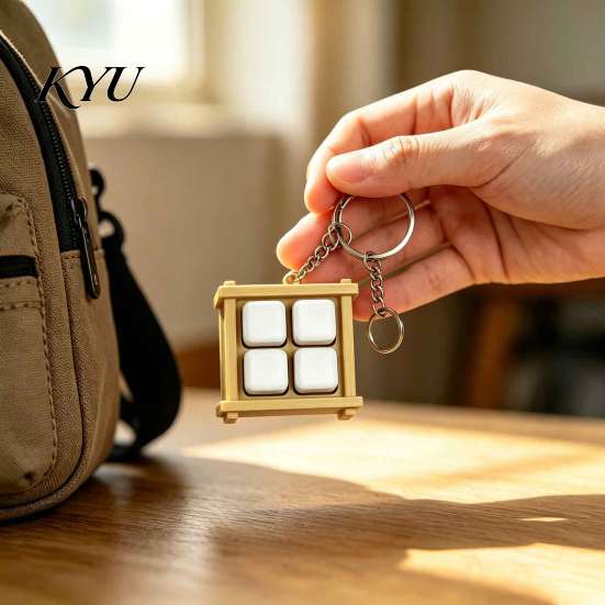 3D Printed Tofu Toy Fermented Shaped Fidget Clicker Toy, Simulation Funny Gifts for Friends Keychain, Novelty Stress Relief Push Button Adults