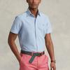 Polo Ralph Lauren SS22 Однотонная однобортная рубашка с коротким рукавом из ткани Оксфорд, мужские рубашки синего цвета MNPOWOV1N820050-400