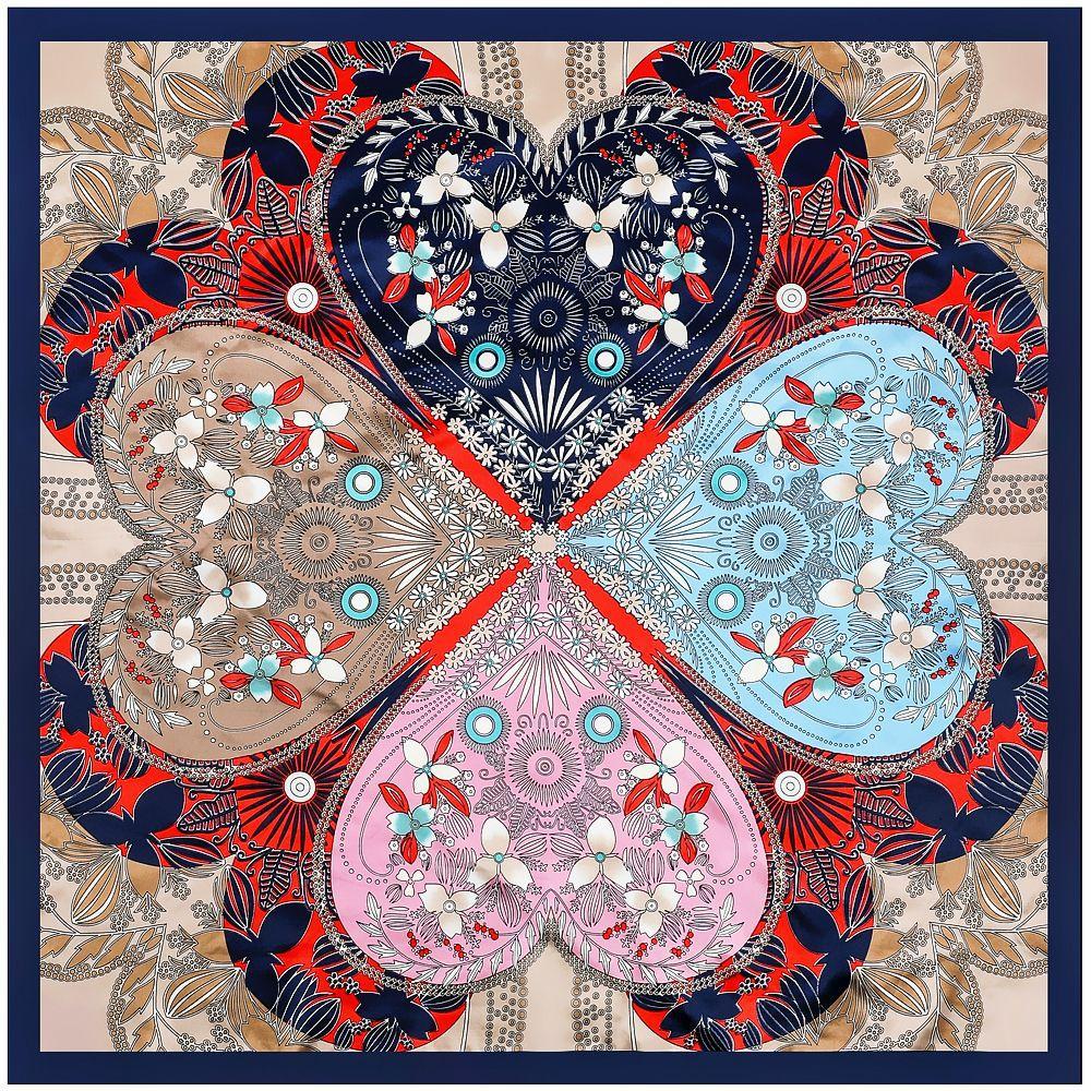 Luxury Four Leaf Clover Flower Headband Hijab Bandana Women Satin Silk Scarf Shawl Foulards Femme Square Scarves Wraps 90*90CM