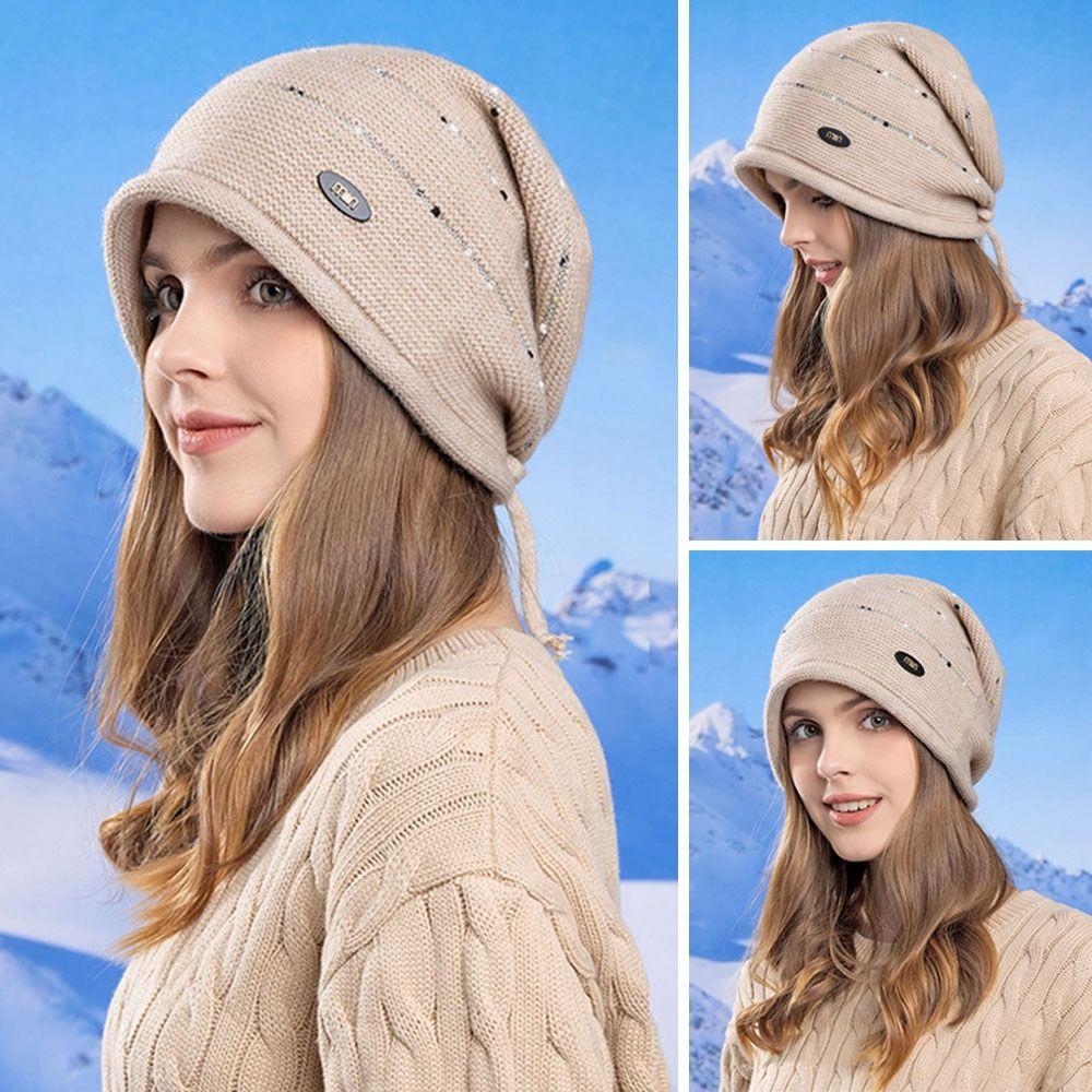 Short Brim Winter Knitted Hat Warm Ear Protection Hat Casual Beanies Men Women