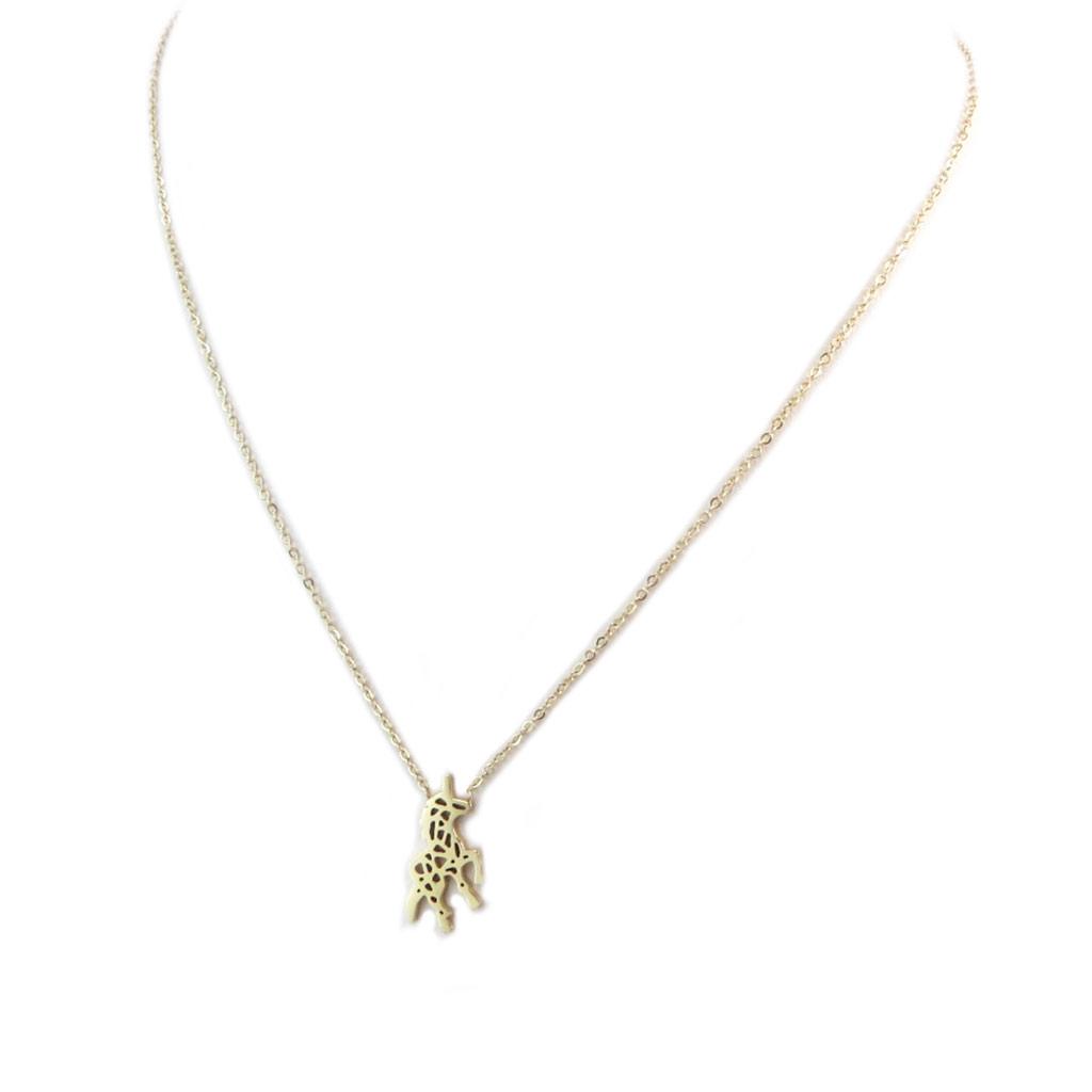 7bis [P3874] - Handcrafted Gold 'Unicorn' Steel Necklace - 20x12 Mm