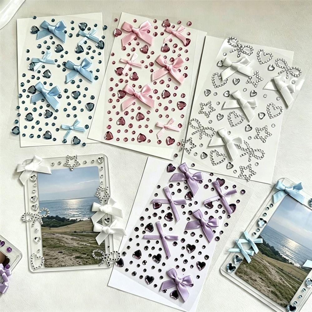 Waterproof Sparkling Face Gem Sticker Shiny Glitter Bowknot Photocard Sticker Sparkly DIY Face Decoration Rhinestone Stickers