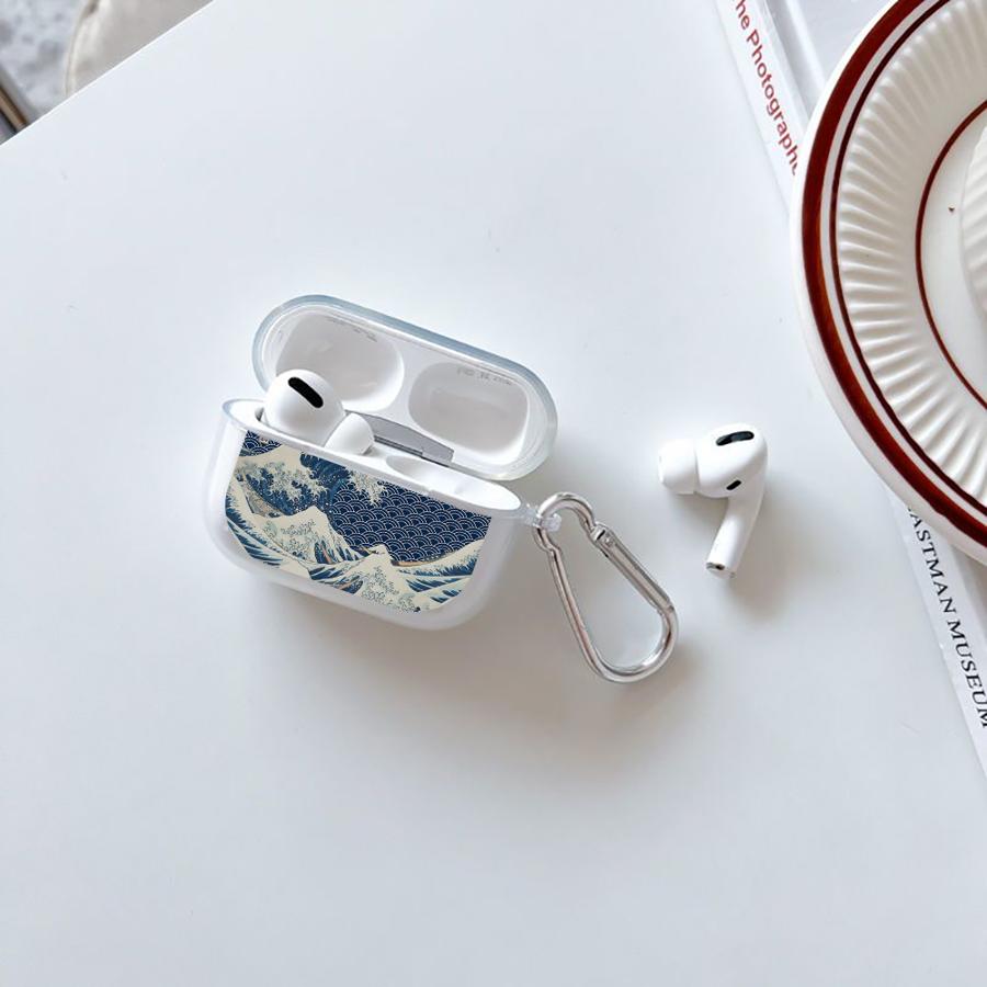 Картина 'Волна' Прозрачные Чехлы для Наушников Чехол Для Airpods 4 2 1 Pro3 Pro2 3 Pro