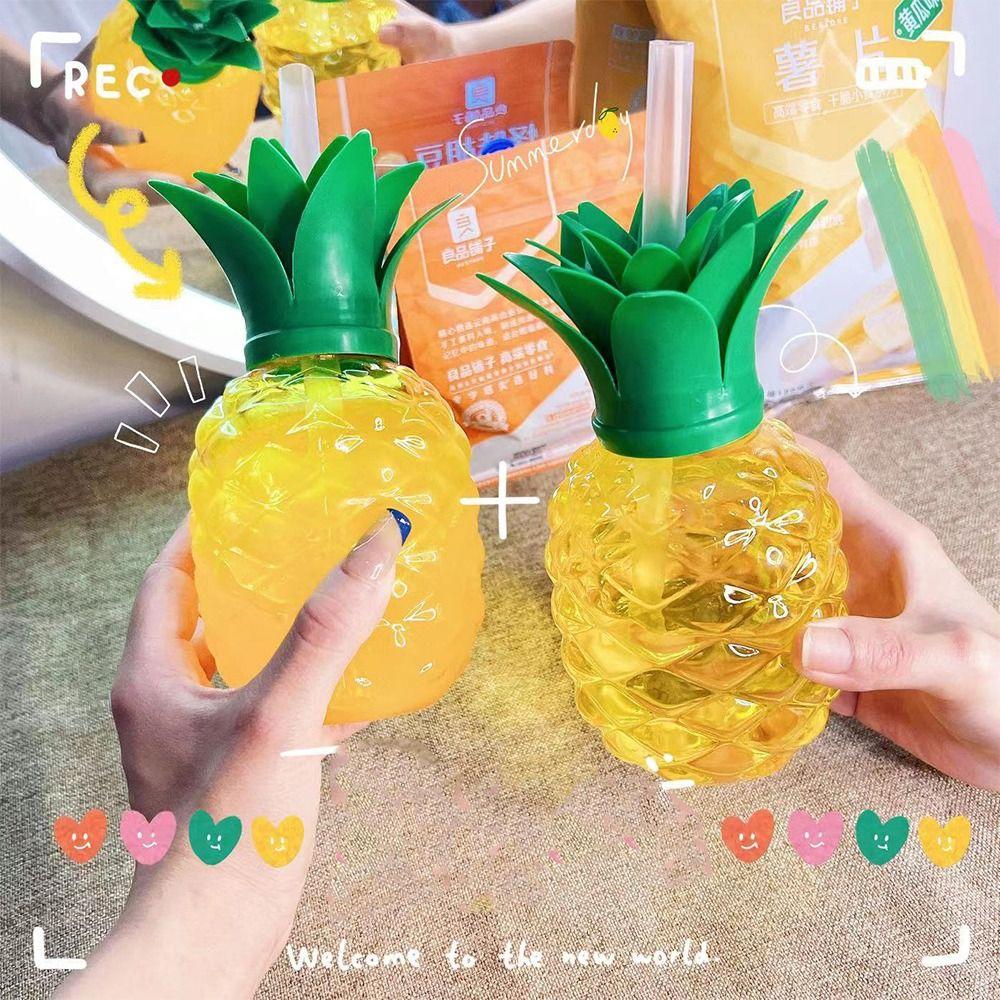 Fruit Tea Milk Juice Summer Straw Cup Drinkware Water Bottle Strawberry Pineapple Watermelon