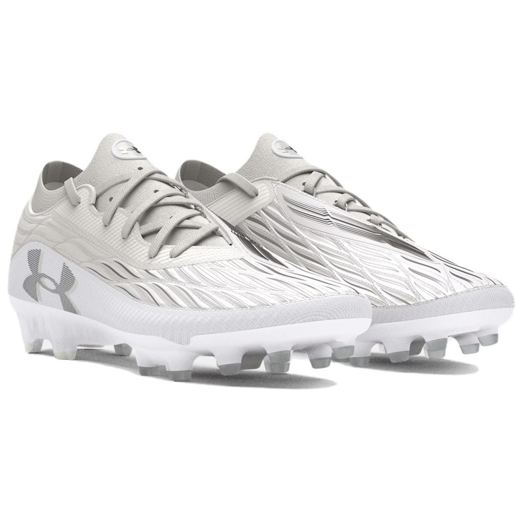Under Armour Magnetico Elite 4 FG White Clay Metallic Silver Unisex Sneakers Grey 3027700-100