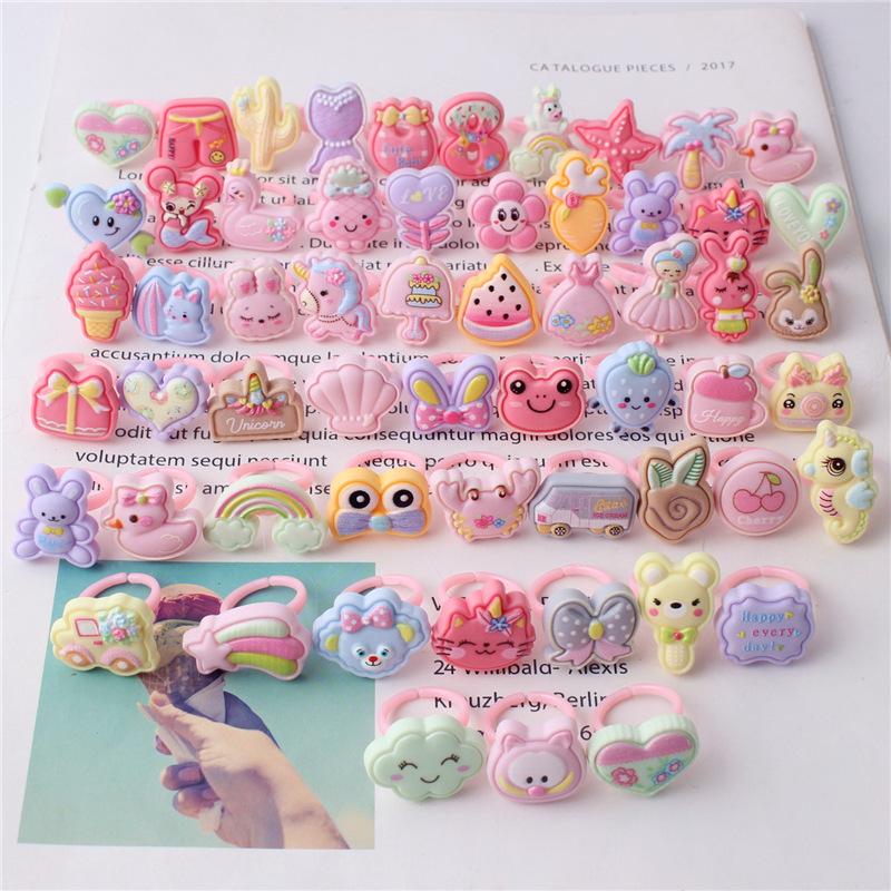 10 шт. мультяшное детское кольцо из смолы, милое цветочное кольцо, матовое кольцо, подарок