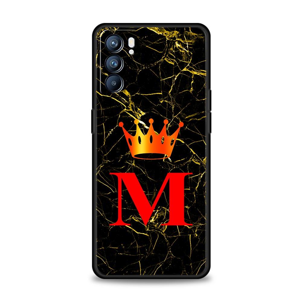 Мраморный Чехол с Буквой для Телефона Oppo Reno 13 12 11 10 7 F Find X5 X6 A98 A80 A79 A78 A57 A54 A31 A17 Pro 5G Мягкий ТПУ Чехол Fundas