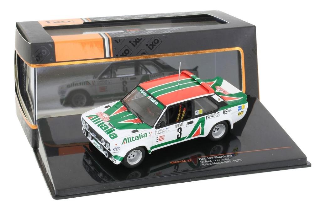 IXO Fiat 131 Abarth Diecast Model 1/43 Monte Carlo Rally 1979 #3 M. Alen/I. Kivimak Ready-to-Display Diecast RAC446A