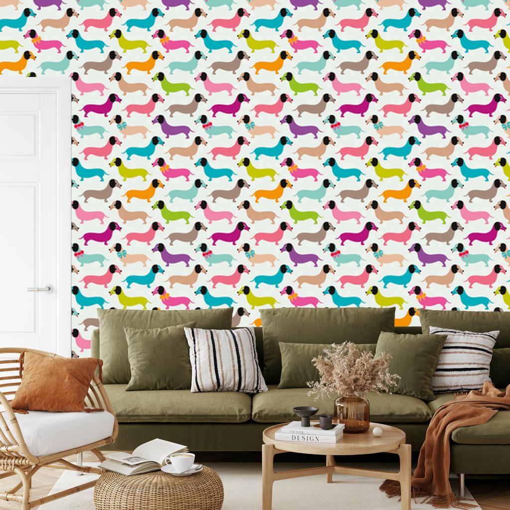 Colorful Dogs Wallpaper for Living Room and Bedroom 50x1000