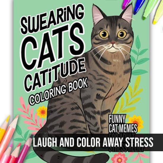 Раскраска для кошек для взрослых DIY Cat Designs Decompression Tear-resistant Cat Coloring Book Home