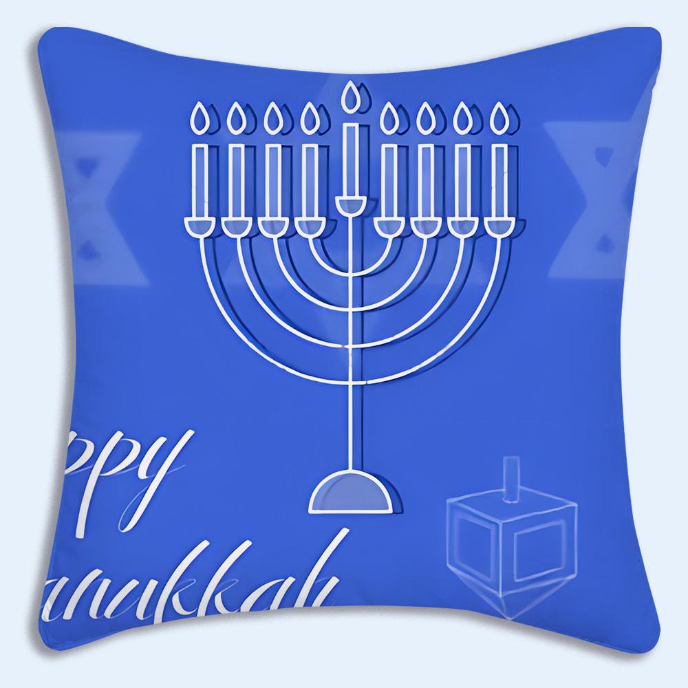 HOT Fashion Hanukkahs Pillow Covers Cartoon Sofa Decorative Home Doublesided Printing Short Plush Cute Cushion Cover Gift