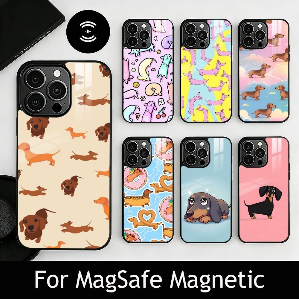C-Cute C-Cartoon D-Dachshund Phone Case For iPhone17,16,15,14,13,12,11 Plus,Pro Magnetic For Magsafe Wireless Charging