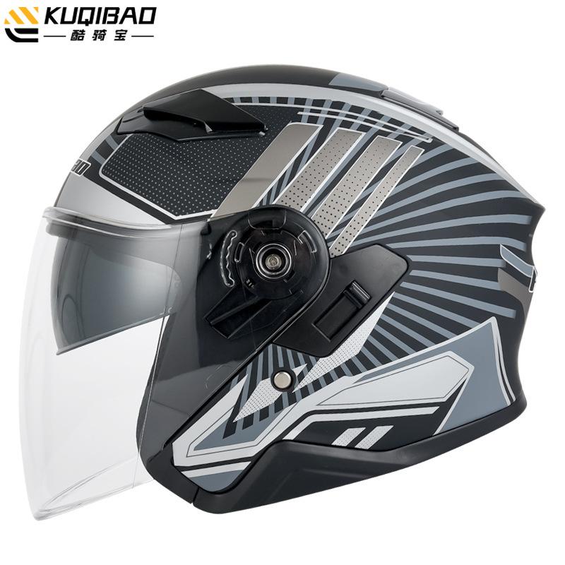 Мотоциклетный шлем Kuqibao, мужской и женский, для электромобиля, полушлем, рыцарский шлем, шлем с двумя линзами, всесезонный, универсальный, сертификация 3C