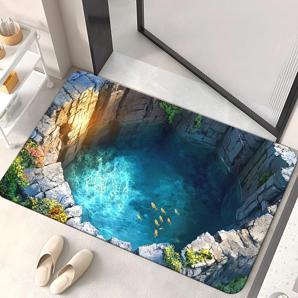 Американский 3D визуальный износостойкий коврик для прихожей, для дома, ванной комнаты, противоскользящий и впитывающий, легко моющийся коврик для пола