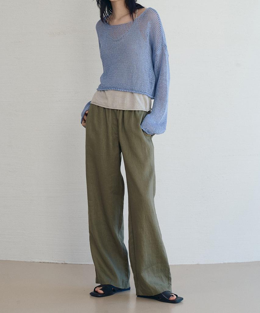 HASUO Linen Lounge Wide Pants_Khaki