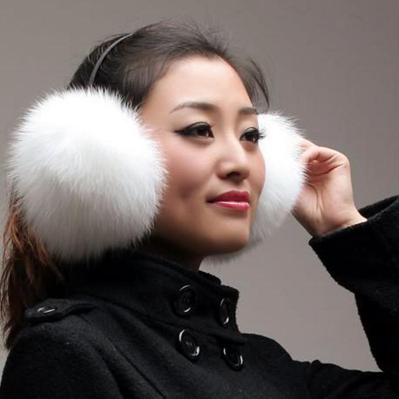 Luxury Women Winter Warm Real Fox Fur Earmuffs Fashion Lady 100% Natural Fox Fur Ear Muffs Thermal Girl Real Fox Fur Earmuff