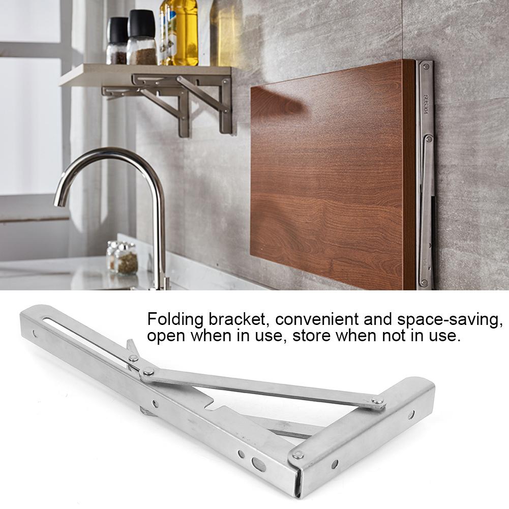 2Pcs Stainless Steel Triangular Folding Bracket Wall Shelf Support Heavy Duty Fixing Bracket