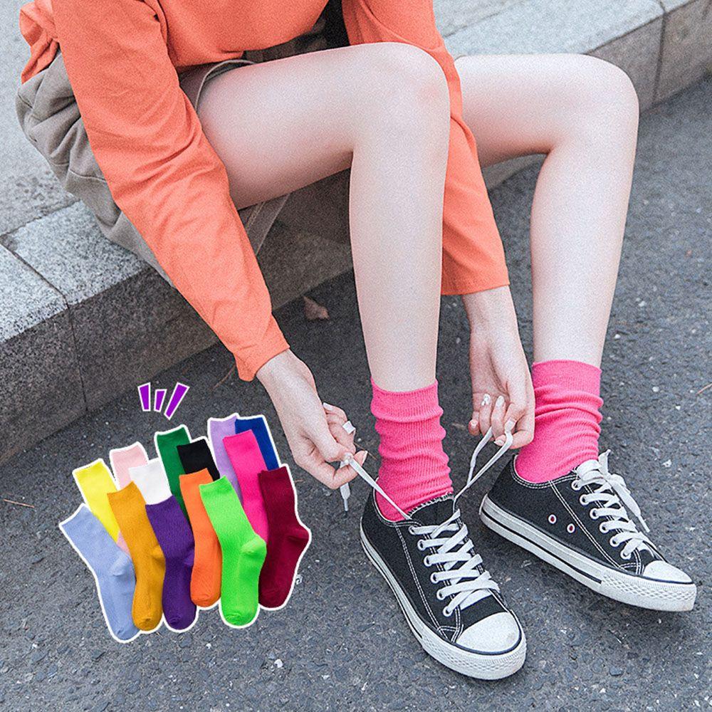 Candy Color Breathable Ankle-High Winter warm Cotton Socks Knitting Hosiery Stocking