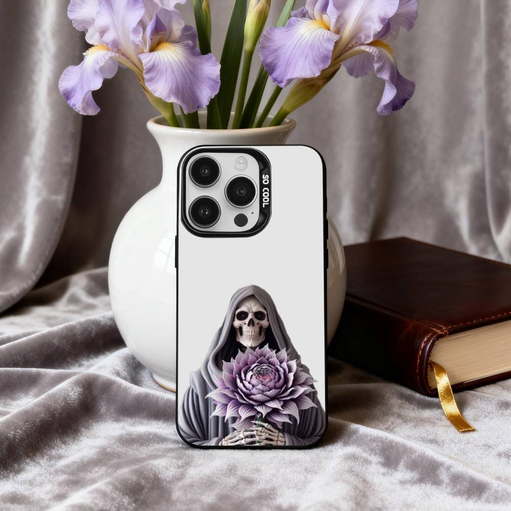 Чехол для телефона с принтом S-Santa M-Muerte Для iPhone17,16,15,14,13,12,11 Plus,Pro Max Черный Конфетный серебристый чехол для телефона