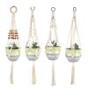 Hanging Planter Hand Woven Easy To Install Cotton Rope Macrame Design Hanging Plant Basket Home Decor