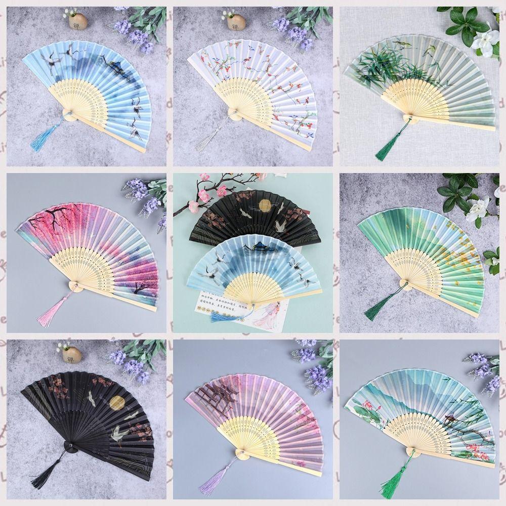 Ручной реквизит веер с бамбуковой ручкой складной веер портативный выпускной декор