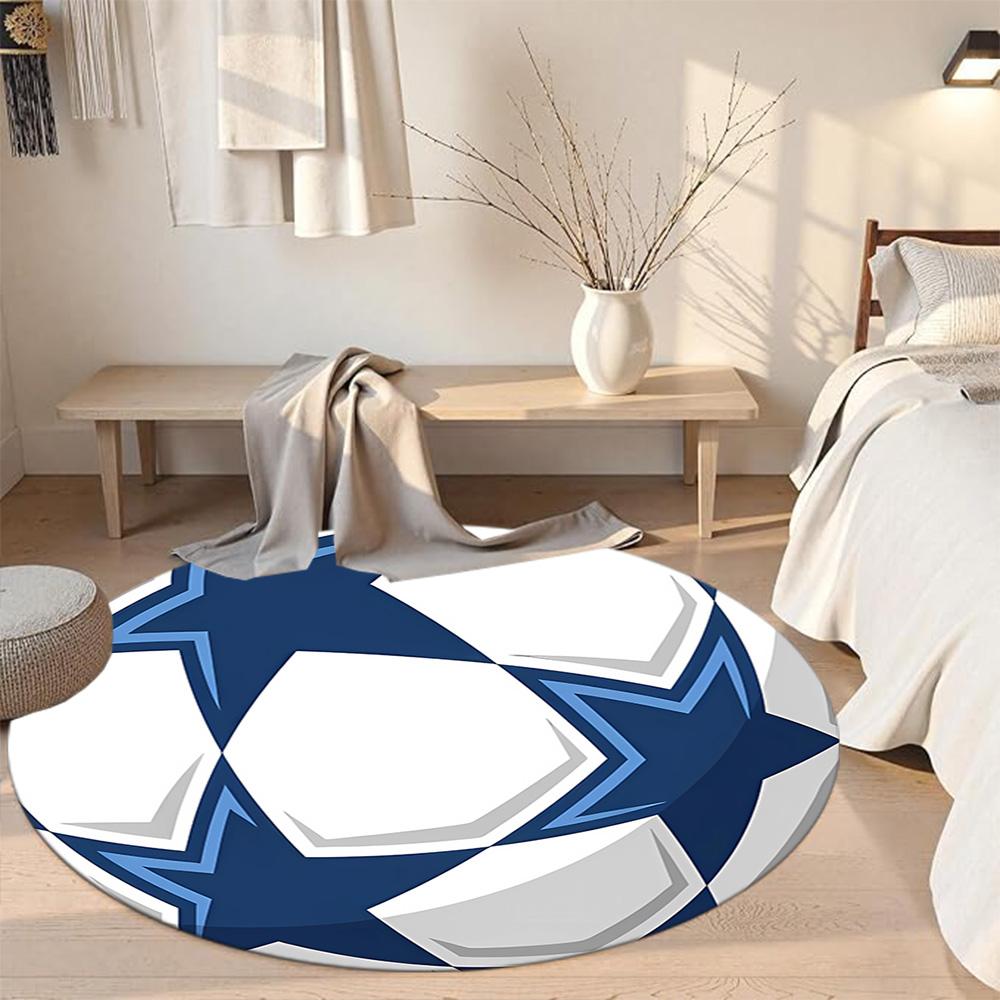 Football Round Carpet Perfect for Entryway Bedrooms Balcony Dormitory Anti-slip Round Rug Office home decor Spiritual Gift