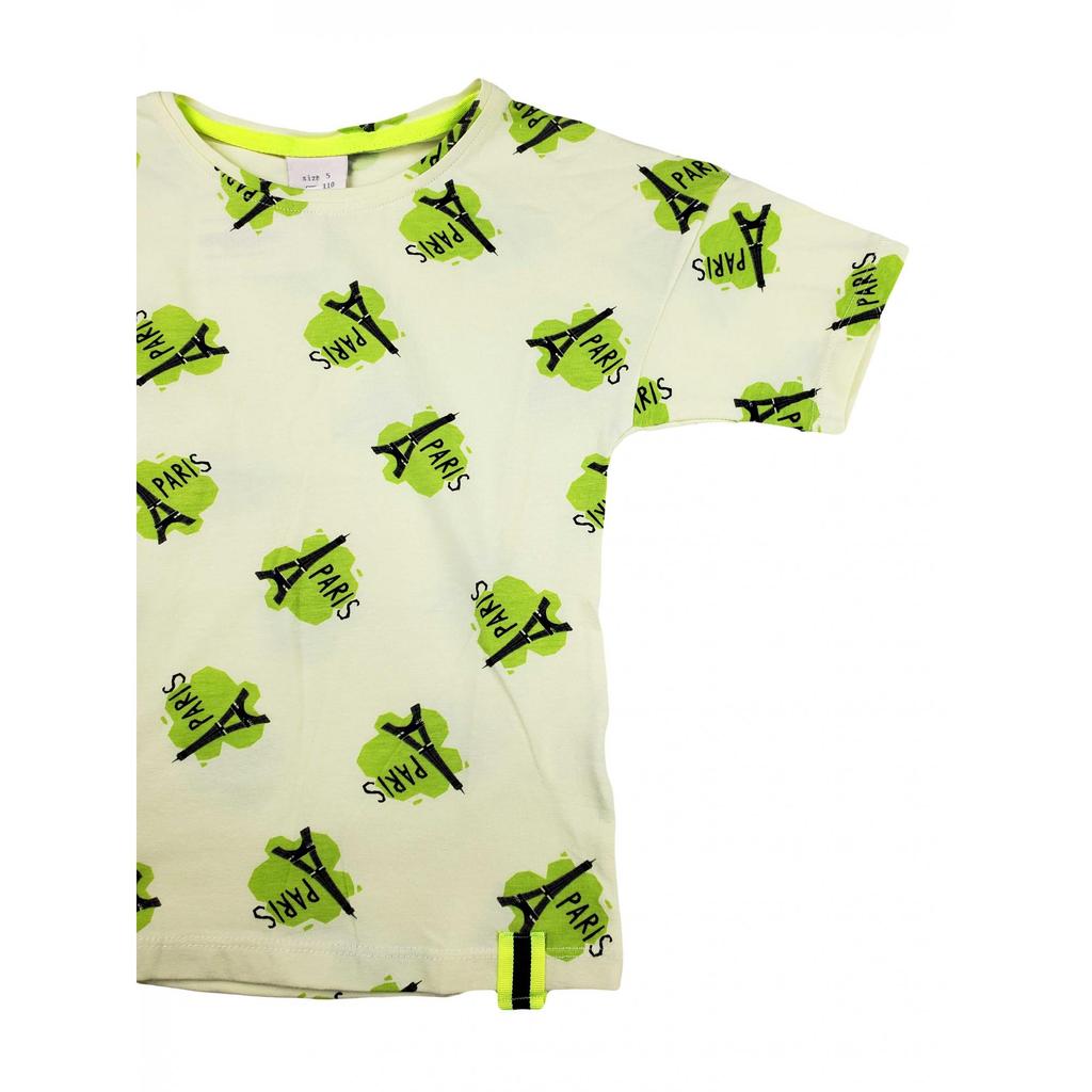 Хлопковая летняя футболка с принтом для девочек из чесаного хлопка Eiffel Paris