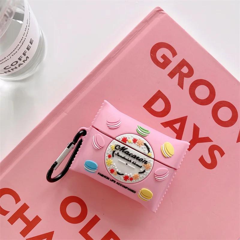 Милый чехол для наушников Macarons Cookies Cartoon для Airpods Pro, беспроводная зарядная коробка для наушников Bluetooth для Airpods 1 2