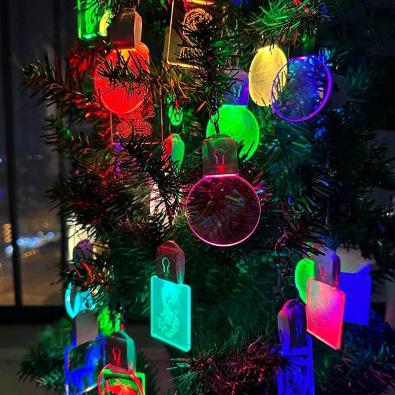 LED Light Sublimation Ornament Blanks for DIY Crafts and Christmas Decoration Clear Acrylic Heart Shaped Keyring Pendant