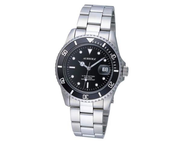 Aureole Watch SW-416M-1 Men's Silver Stainless Steel Band Case Date Indicator