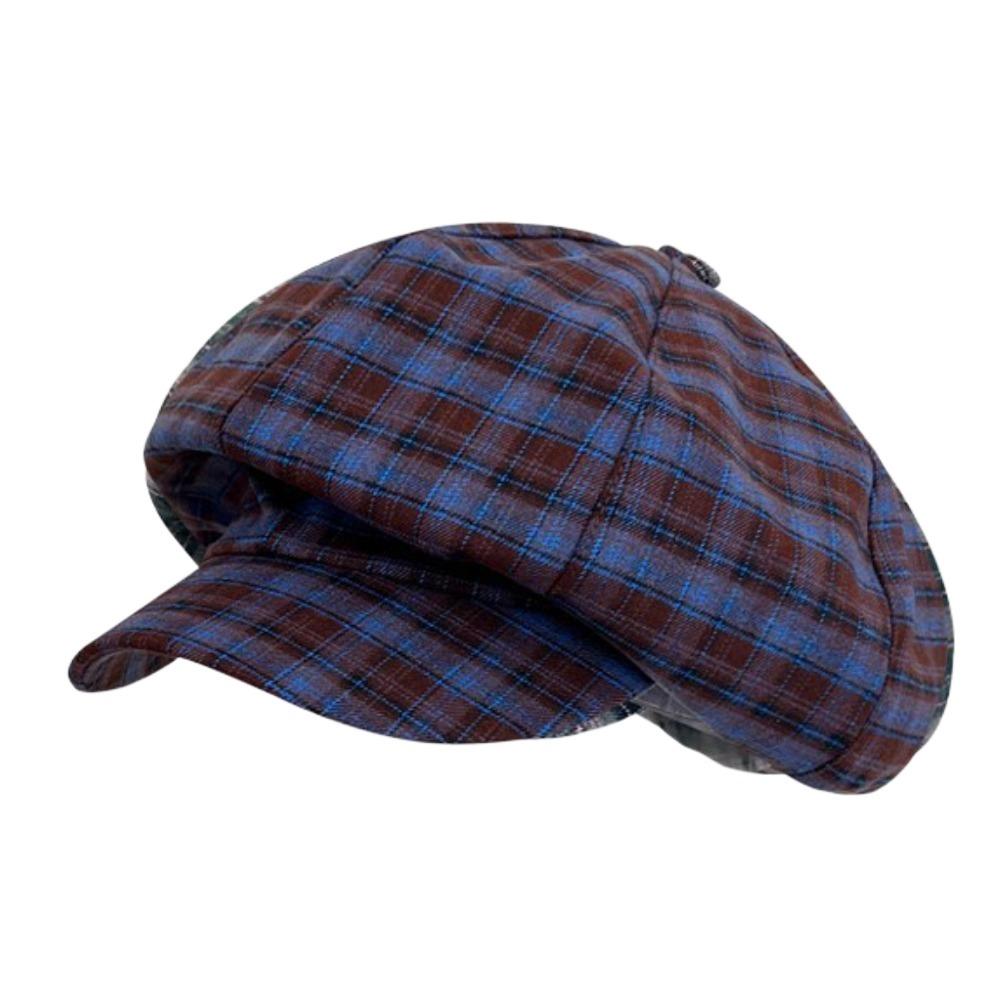 Хлопковая клетчатая кепка-облако тонкая женская восьмиугольная шляпа шляпа художника клетчатый берет летняя