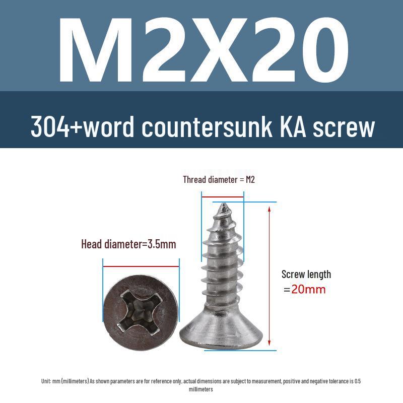 Yigu 304 Stainless Steel Phillips Flat Head Self-Tapping Screws M1-M2.5