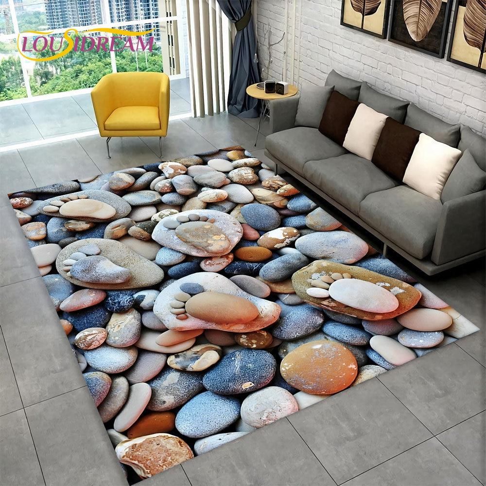 3D каменный след, пляжная галька, ковер, ковер для дома, гостиной, спальни, дивана, коврик для кухни, декор, нескользящий напольный коврик