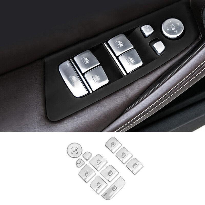 Для BMW 5 серии G30 6GT 17-19 Хромированные накладки на кнопки стеклоподъемников с блестками 11 шт.
