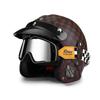 3C Vintage 3/4 Half Helmet Electric Motorcycle Summer Pedal Cruise Locomotive Leather Helmet Men and Women