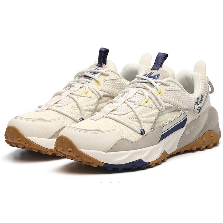Fila Comfortable Fabric Shock Absorbing Wear Resistant Breathable Lightweight Low Top Running Shoes Men Sneaker Off-White A12M142208FWW
