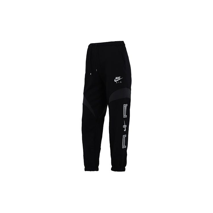 Nike As W Nsw Air Flc Mr Jggr Logo Embroidered Color Block Knitted Sports Joggers Women Joggers Black DD5420-010