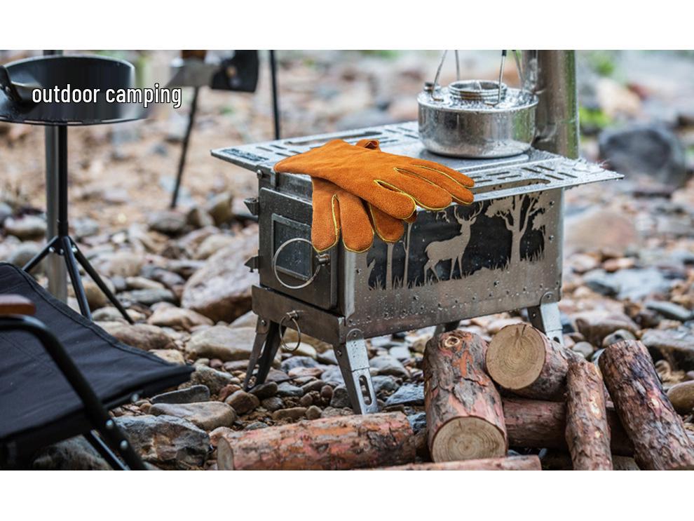 Перчатки из коровьей кожи, термостойкие, для барбекю и сварки - Изолированные алюминиевой фольгой, безопасные для камина и духовки.