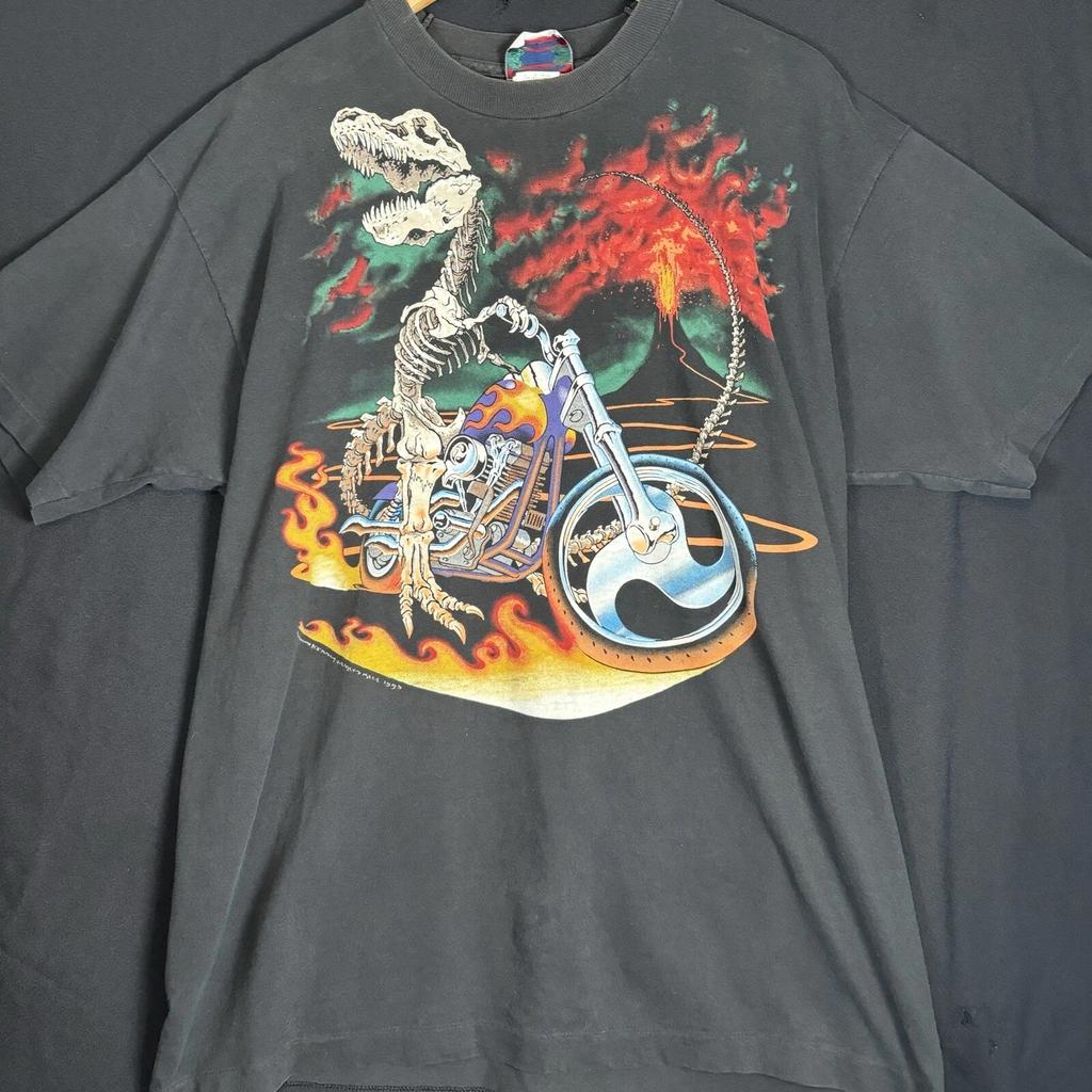 Синяя футболка с надписью Bad To The Bone, байкерская, Harley, размер XL, Шон Кенни 1993, тай-дай, A302