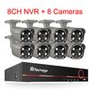 Techage 8-канальный 5-мегапиксельный HD POE NVR комплект камеры безопасности система видеонаблюдения двустороннее аудио AI обнаружение лица наружное видеонаблюдение набор IP-камер