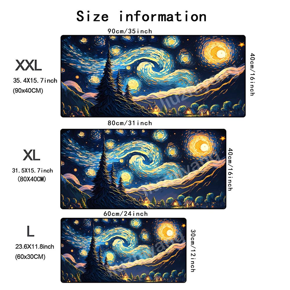 Large Gaming Mouse Pad Starry Night Mountain Forest Landscape Desk Mat Nonslip Rubber Keyboard Mat For Pc Laptop Office Game