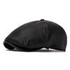 Autumn Winter Leather Warm Forward Hat Men's Vintage Paintsman Hat Beret Cap