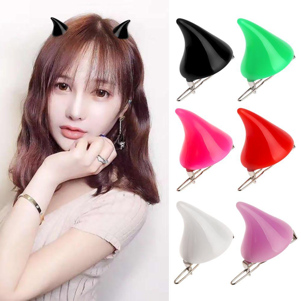 1 Pair Girls Women Hair Accessories Gothic Costume Pin Small Demon Hair Clips OX Horn Hairpins