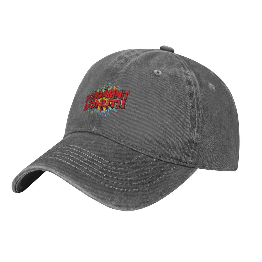 Vintage Dungeon Crawler Carl Goddamnit Donut Baseball Cap Distressed Denim Sun Cap Outdoor Activities Unstructured Soft Caps