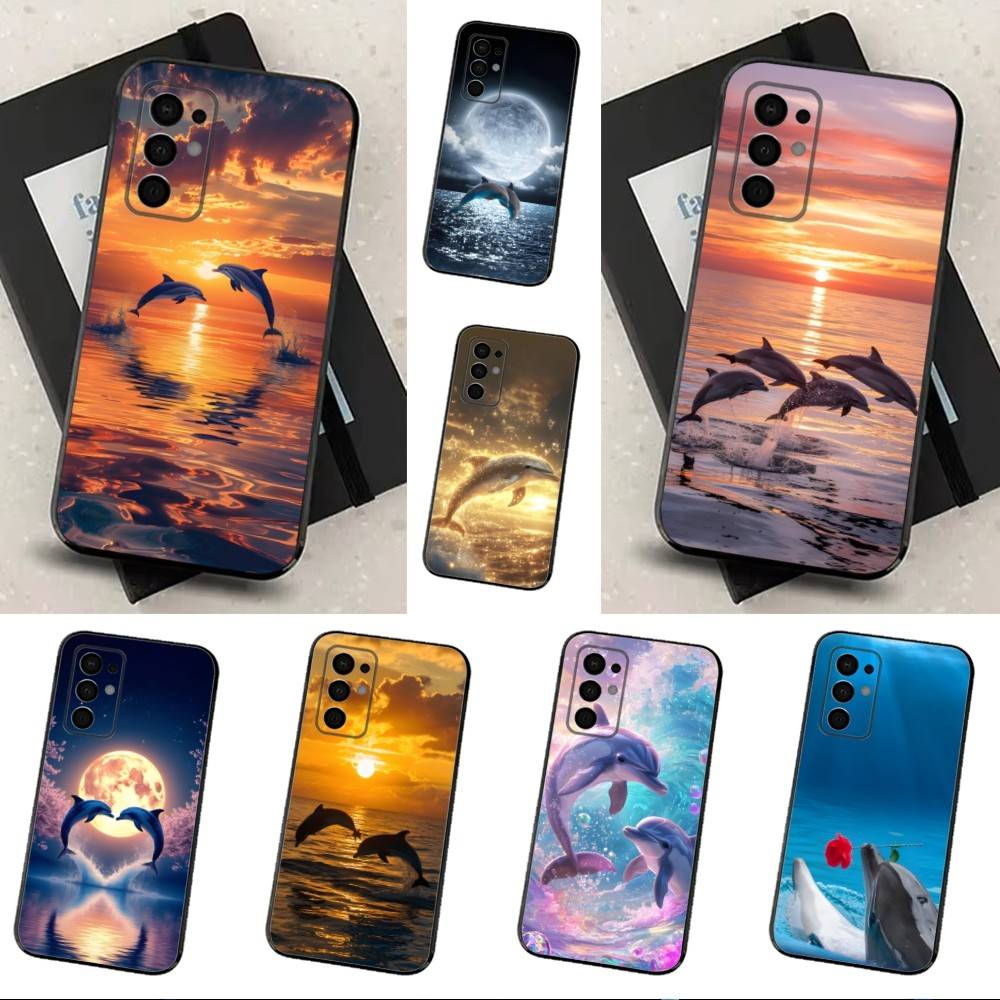 Милые Дельфины Океана Для Samsung Galaxy A73,31,32,72,41,53,52,71,22,5G,Note,J7,8,9 Мягкий Черный Силиконовый Чехол для Телефона