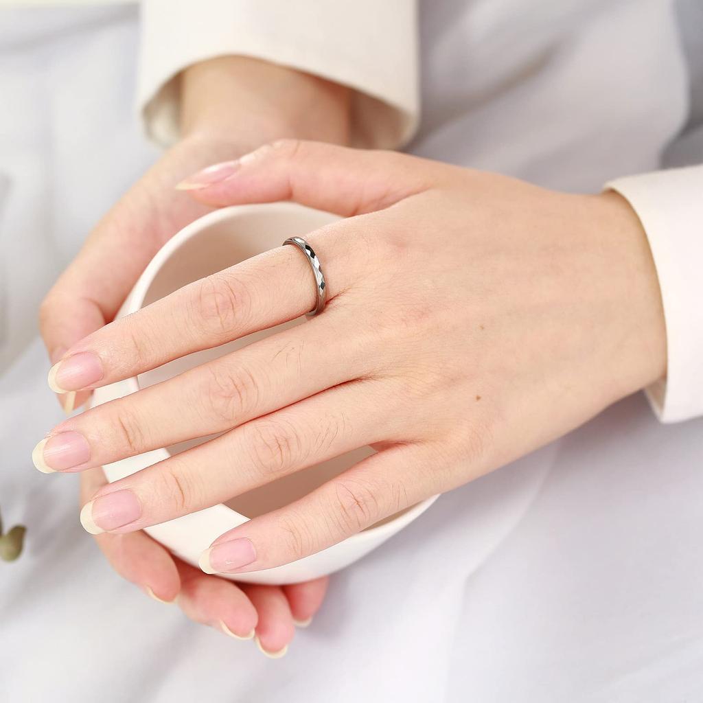 Popular Brand Tungsten Ring for Men and Simple Engagement Stylish Size 8 [Rockyu] Women, Silver, Ring, Accessory,